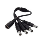 2.1mm/5.5mm DC Power Lead Splitter – 1 Female to 4 Male Connector, 20AWG, 300mm for CCTV, LED, and Audio Devices