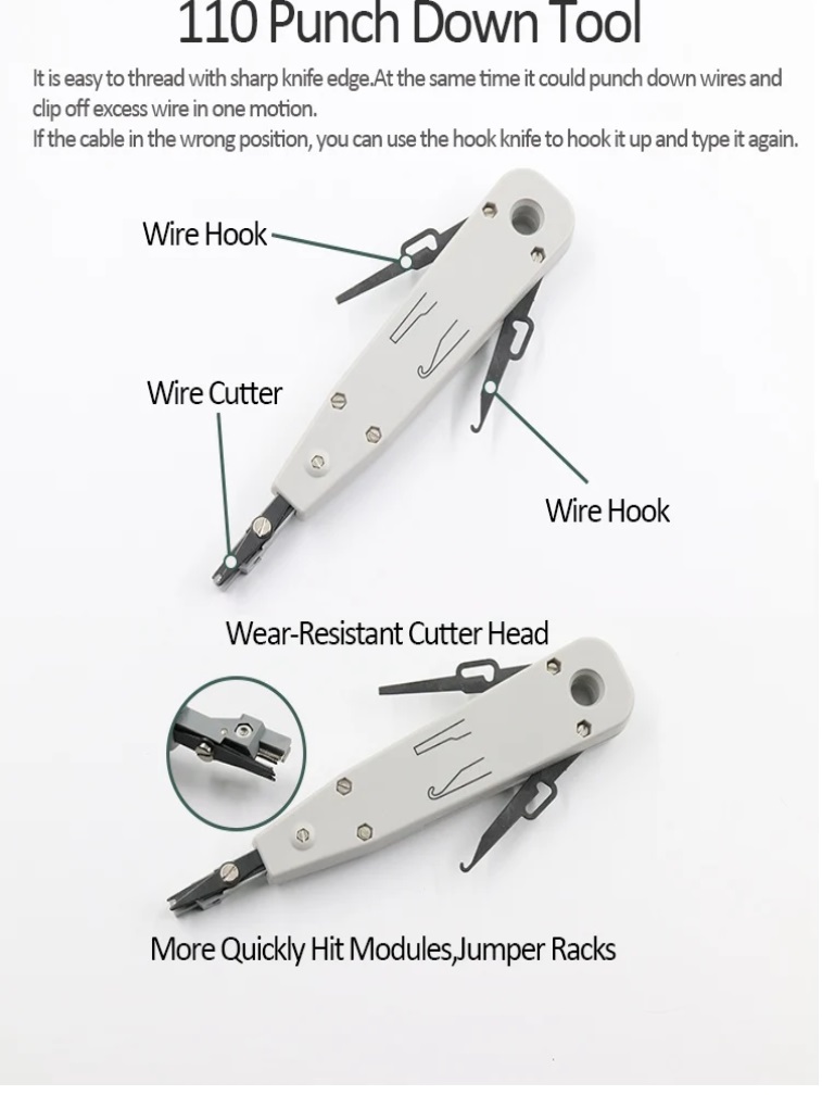 12-in-1 RJ45 Network Tool Kit – Crimping Tool, Cable Tester, Punch Down Tool, Coaxial Stripper, RJ45 and F Connectors - Image 3