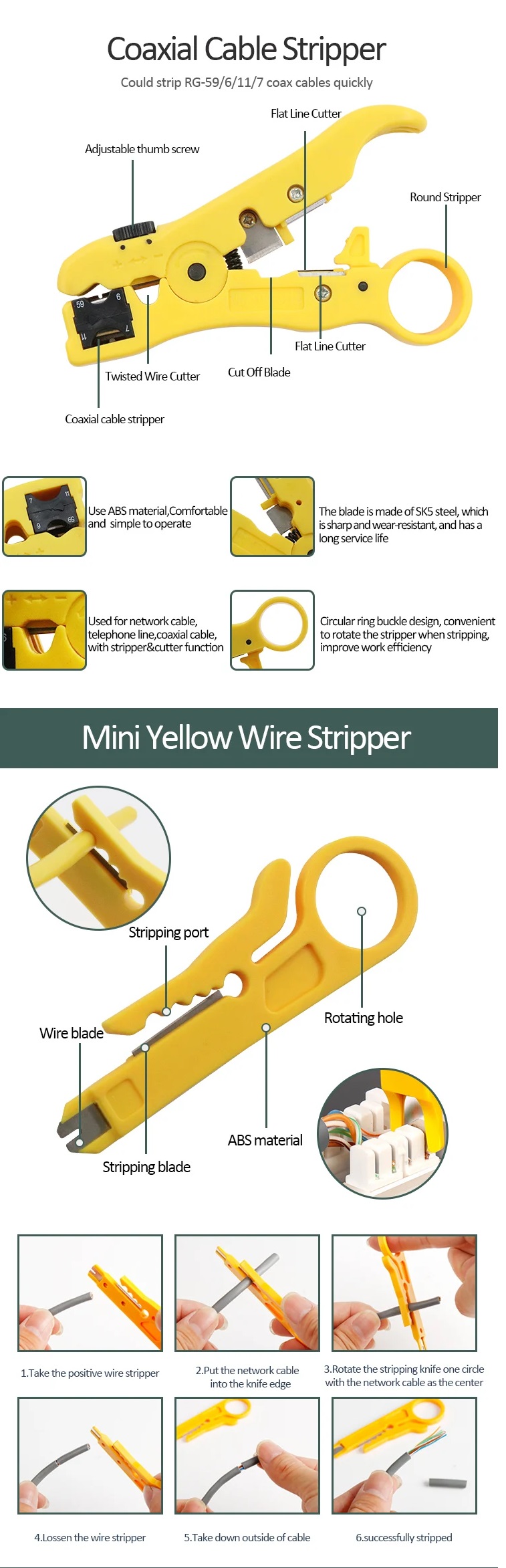 12-in-1 RJ45 Network Tool Kit – Crimping Tool, Cable Tester, Punch Down Tool, Coaxial Stripper, RJ45 and F Connectors - Image 4