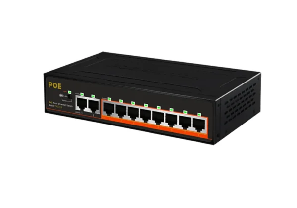 8-Port PoE+ Ethernet Switch with 2 Uplink Ports – 115W PoE Budget, VLAN ...