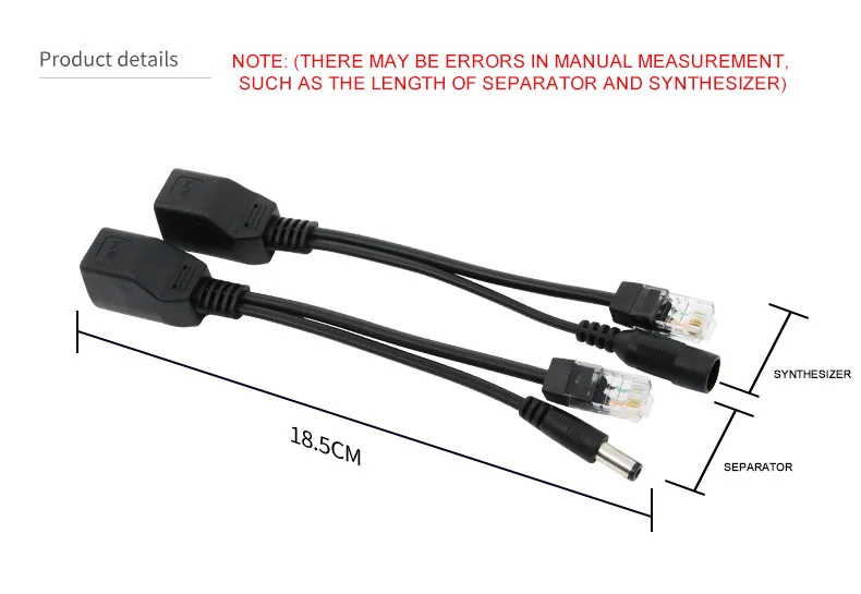 12V/1A Passive PoE Splitter & Injector Cable Set for IP Cameras, Routers, and Network Devices – 20M - Image 5