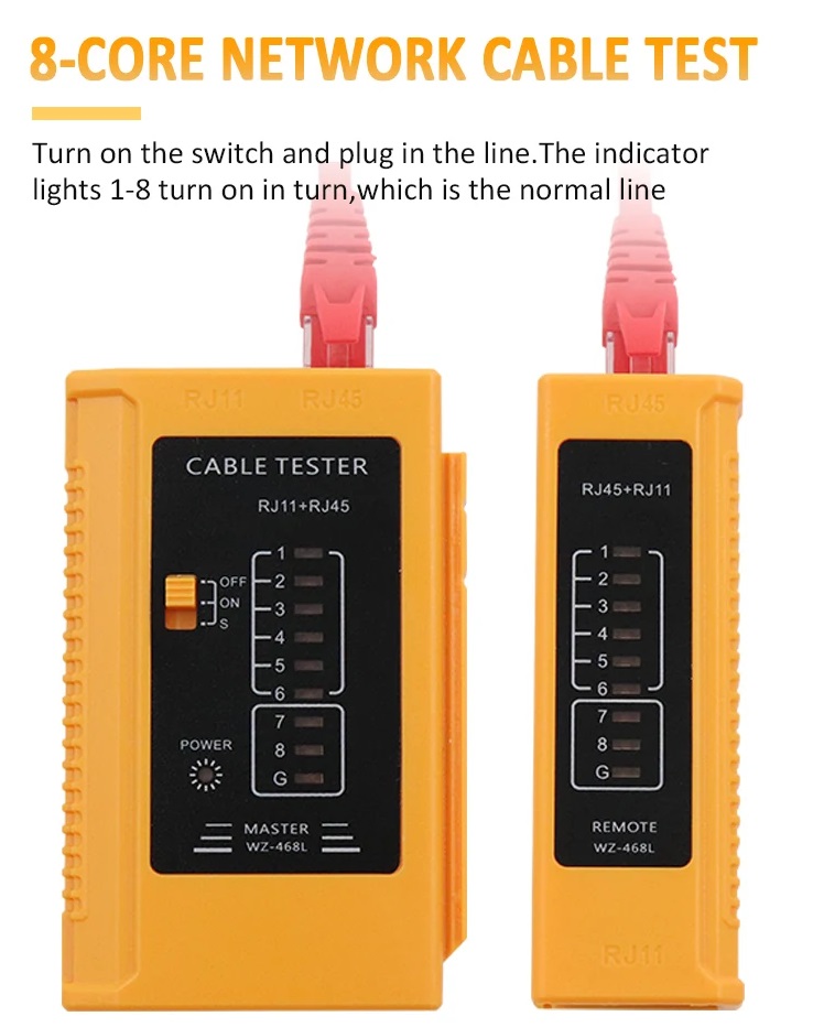 Portable Handheld Network Cable Tester – RJ11, RJ45, Cat5, Cat5e, Cat6, LED Display, 9V Battery Powered - Image 3