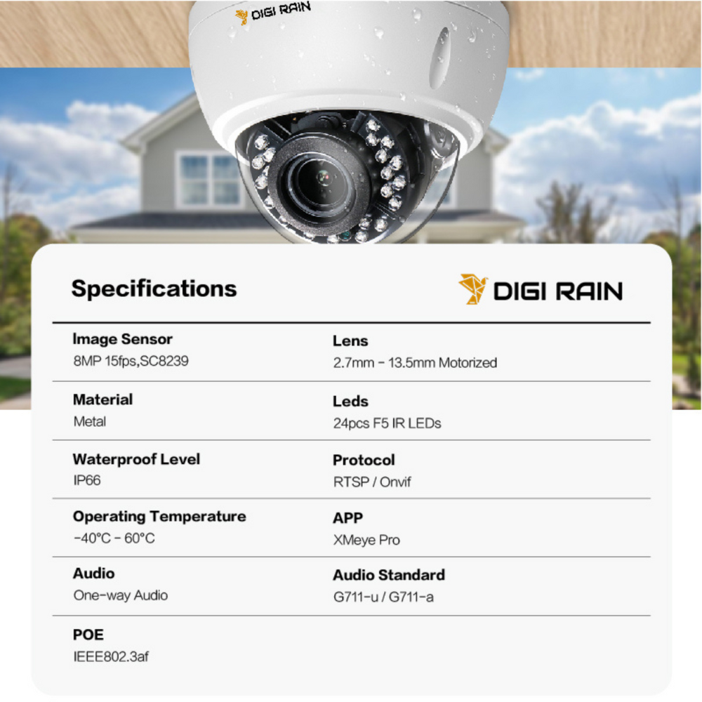 8MP POE Dome Security Camera – Motorized Zoom, IR Night Vision, Vandal-Proof, IP66 Waterproof with Humanoid Detection - Image 3