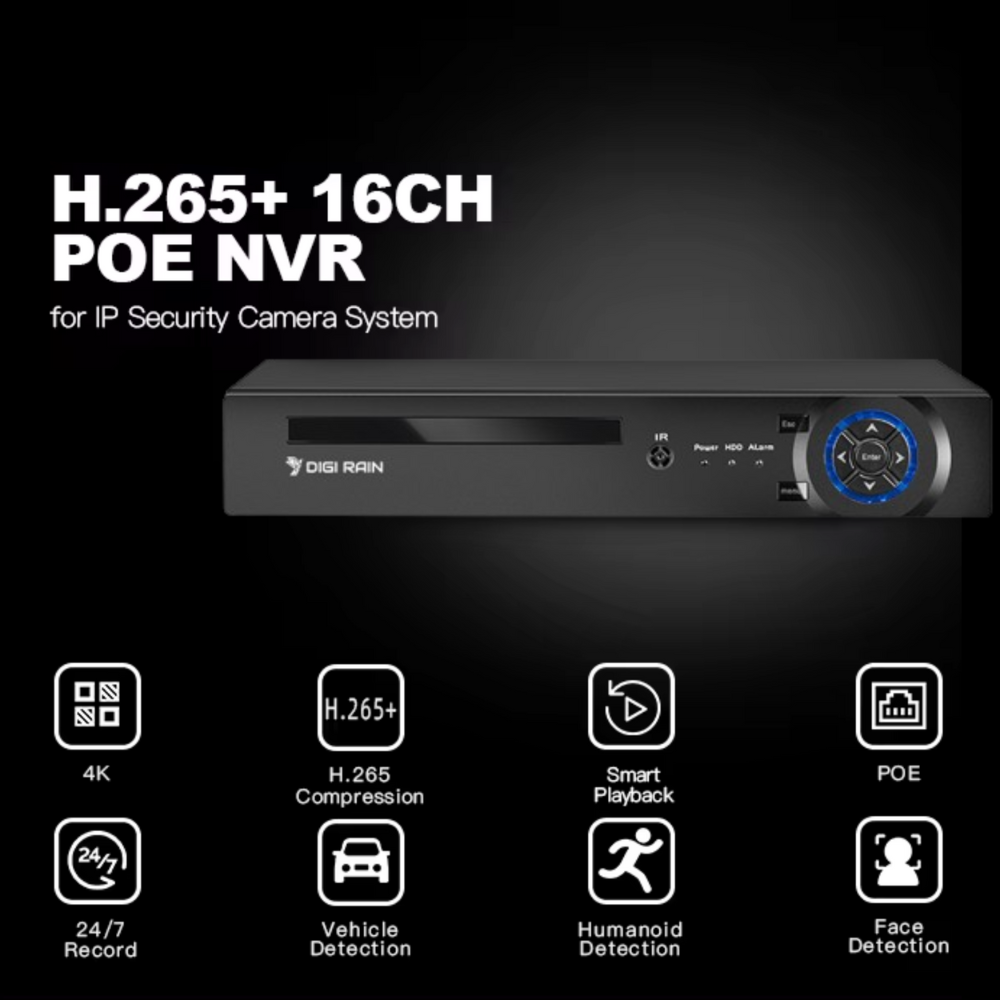 16CH POE NVR System – 16 POE Ports, H.265 AI Compression, Human Detection, Supports 8MP Cameras, XMEYE Pro App - Image 4