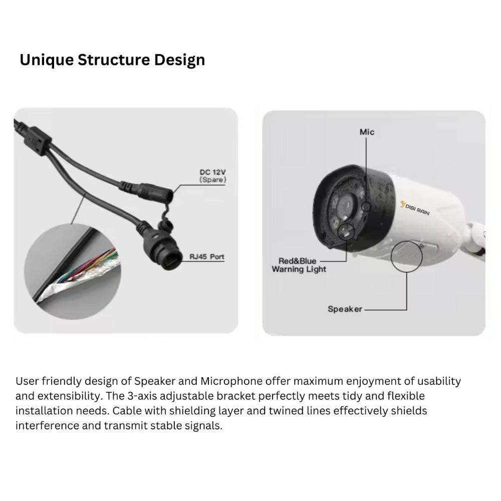 4MP Bullet Camera – Dual Light Source, Two-Way Audio, Face Detection, IP67 Waterproof, Night Vision, Alarm Function - Image 7