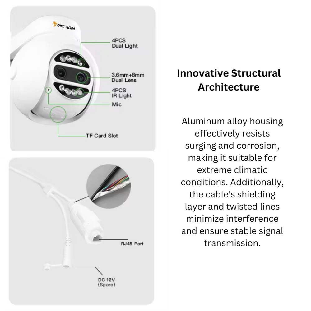 4MP PTZ Dome Camera – 8X Hybrid Zoom, Dual Light, Two-Way Audio, Face Detection, IP66 Waterproof, Night Vision - Image 10