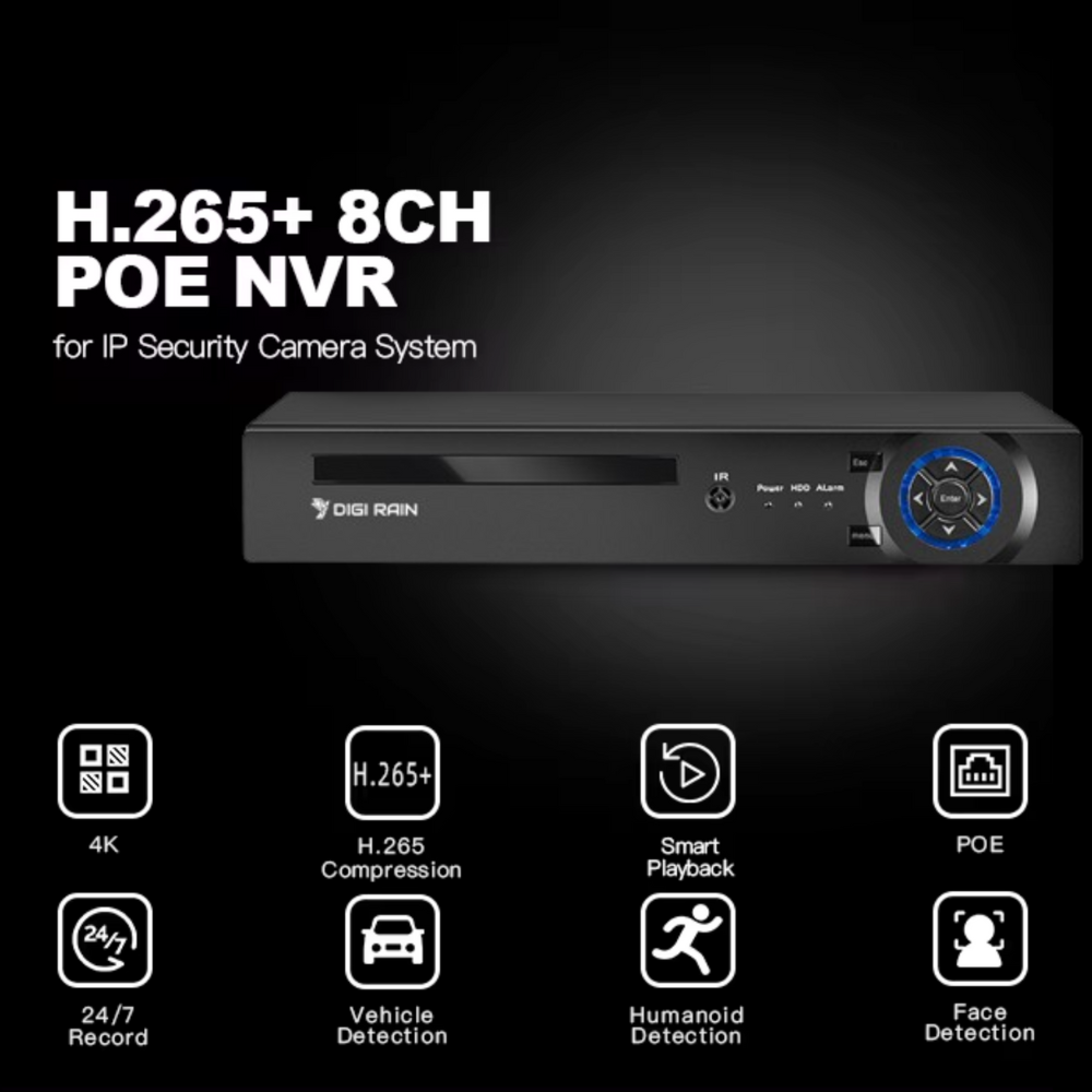 10CH NVR System with 8 POE Ports – 4K 8MP Support, H.265 AI Compression, Face Recognition, XMEYE Pro App - Image 4