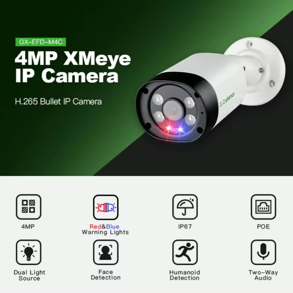 4MP Bullet Camera – Dual Light Source, Two-Way Audio, Face Detection, IP67 Waterproof, Night Vision, Alarm Function - Image 2