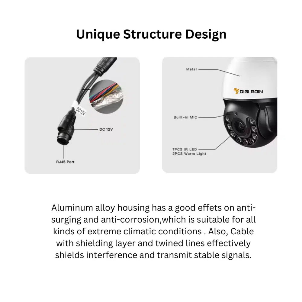 4K 8MP PTZ Dome Camera – 20X Optical Zoom, 360° Rotation, Two-Way Audio, Night Vision, IP66 Waterproof - Image 10