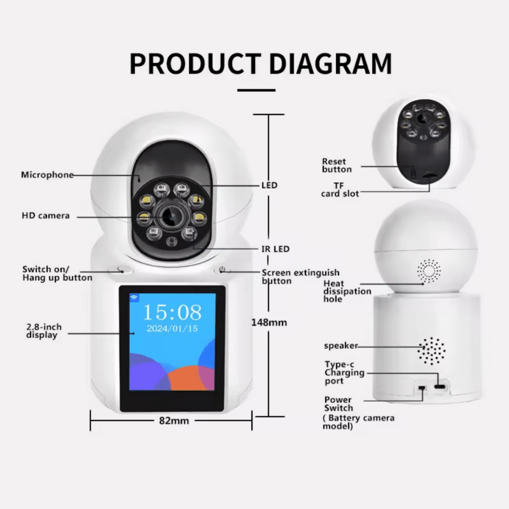 AI-Powered CCTV Camera with Mobile App Connectivity – 3MP, 2-Way Audio, Motion Detection, and Cloud Storage - Image 3